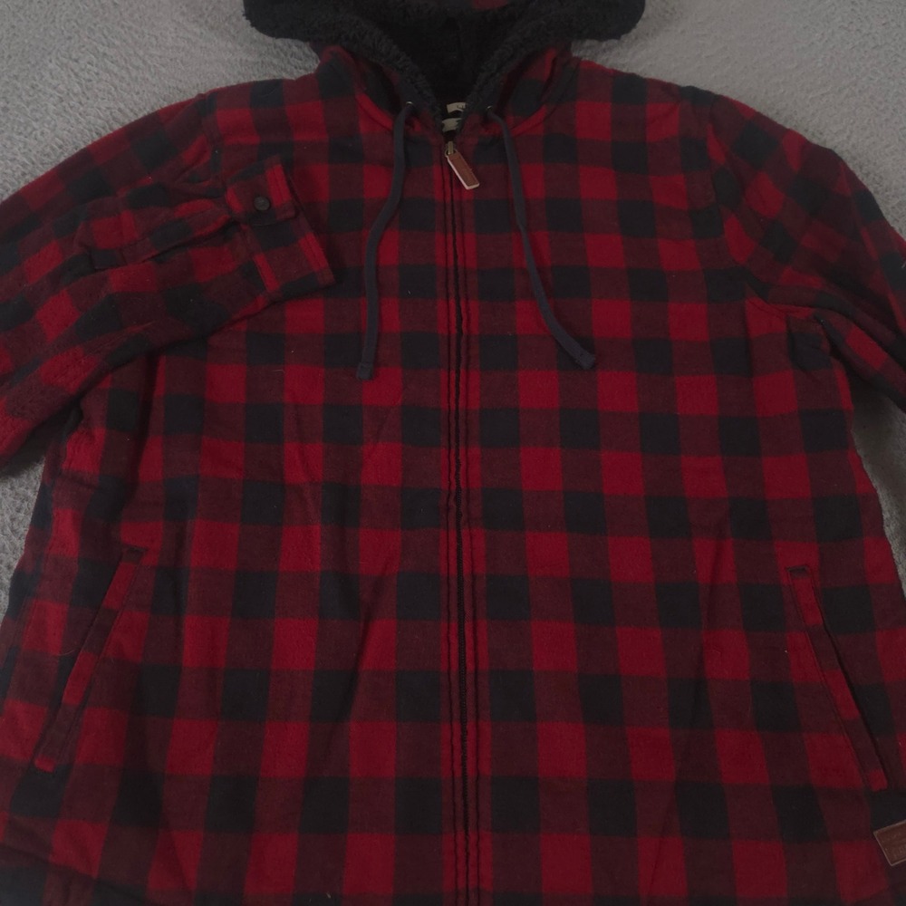 L.L.Bean Hoodie Womens Large Scotch Plaid Flannel Sherpa-Lined Zip Buffalo Check